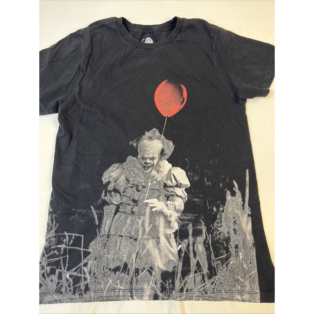 IT Pennywise The Clown Graphic T-Shirt Mens Medium Black Horror Movie Tee WB